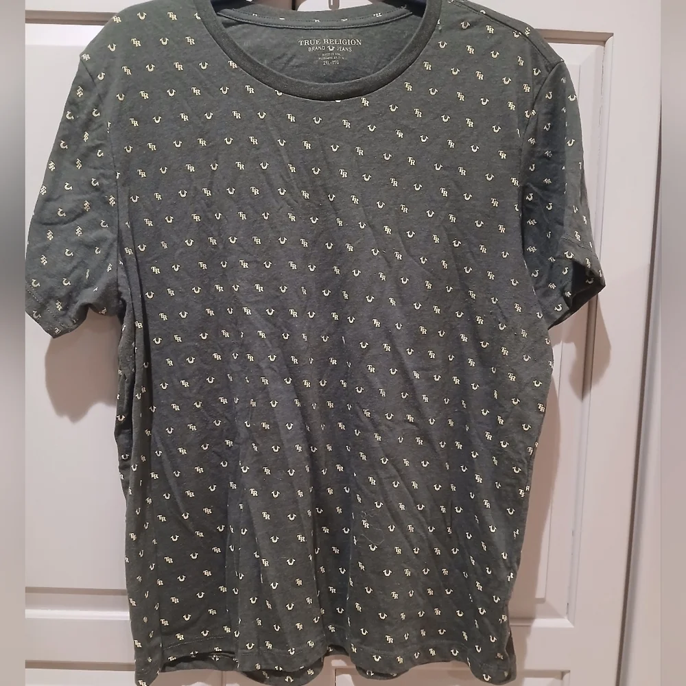 Vintage True Religion Monogram Olive Green Men's T-Shirt Size:2XL